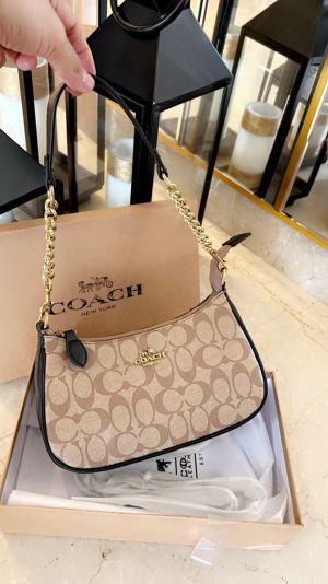Coach teri shoulder bag in signature canvas bag with box
