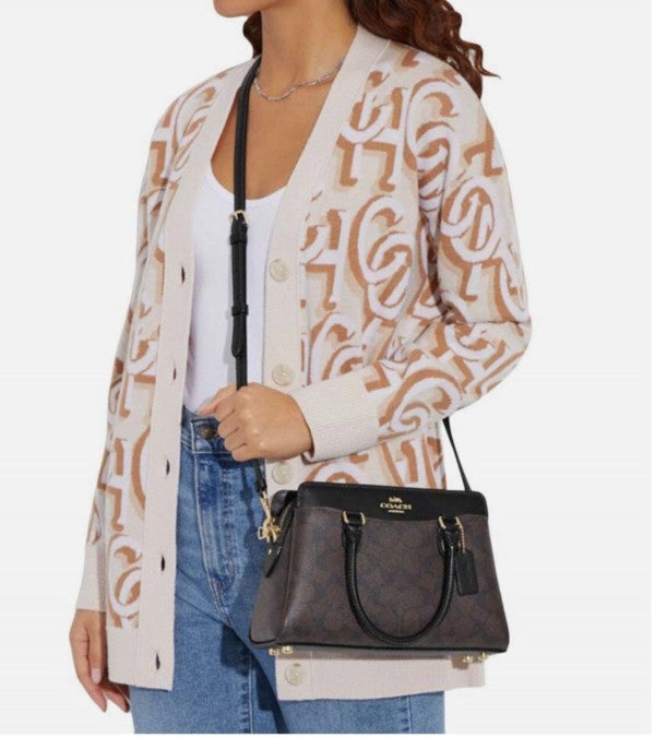 Coacch mini darcie carryall in signature chambray bag with box