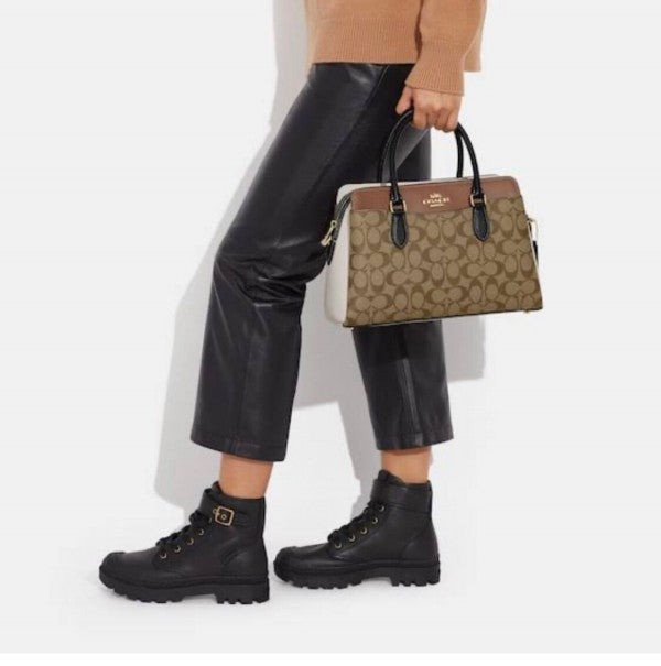 Coacch mini darcie carryall in signature chambray bag with box
