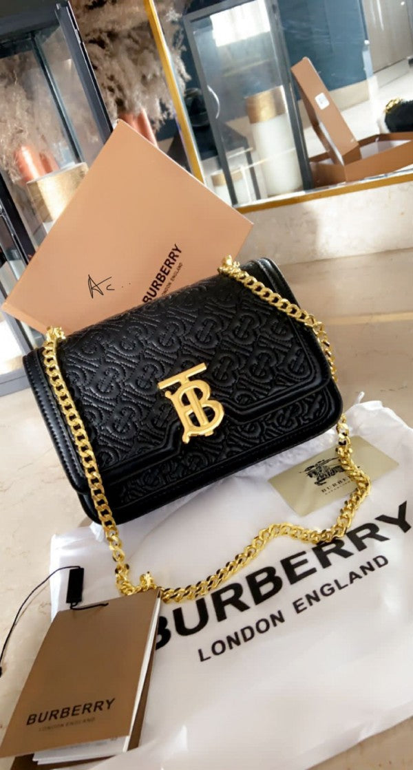 Burberry TB Monogram Quilted Shoulder Bag With OG Box & Dust Bag
