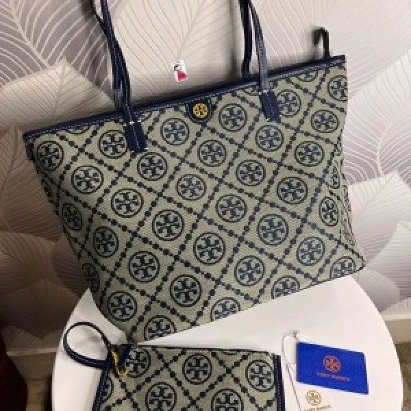 Torry Burch T Monogram Tote With & Dust Bag & Extra