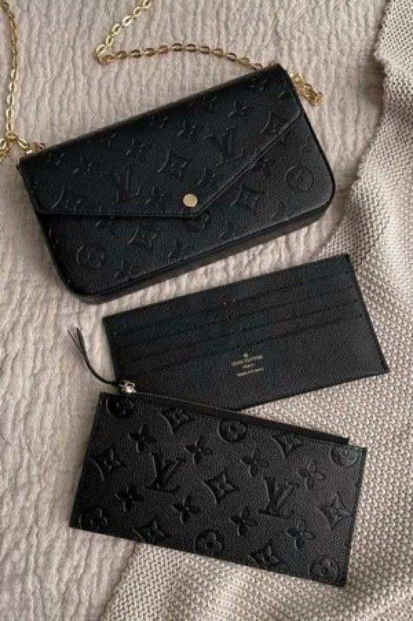 Louiis Vuitton Pochette Felicie Monogram Empreinte Leather Purse Handbags Bag