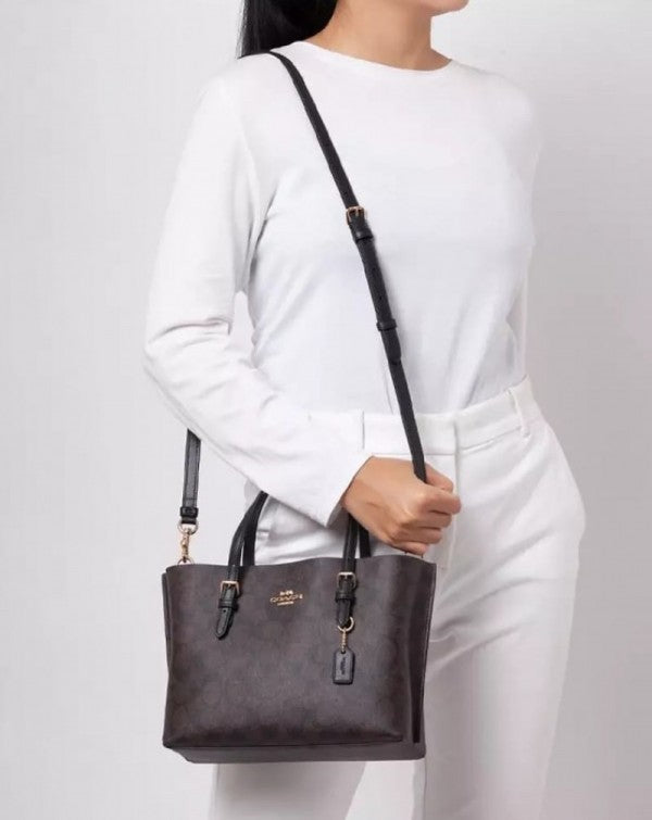 Coachh Mollie Leather Tote Bag With Dust Bag & Shoulder Strap