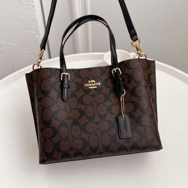 Coachh Mollie Leather Tote Bag With Dust Bag & Shoulder Strap