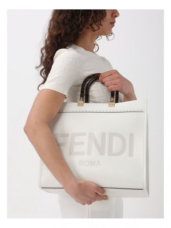 Fendii roma plain ladies trendy leather handbag big size