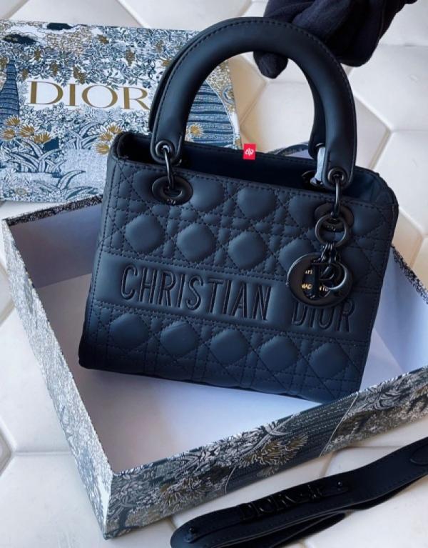 Christian Dior D-Lite Cannage Ultra Matte Handbag With Box DustBag SlingBelt