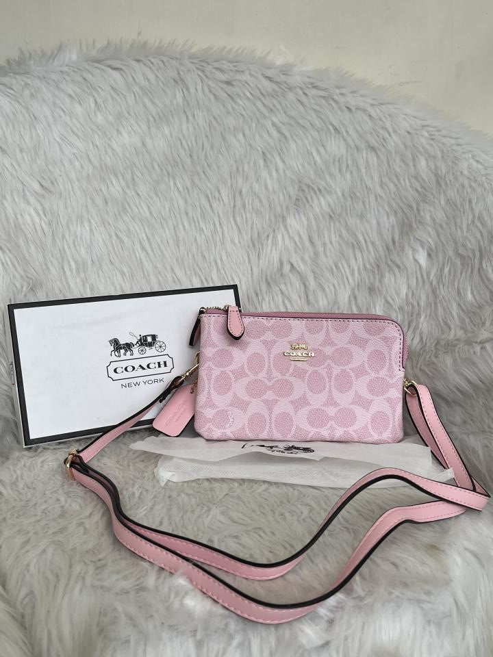 Coacch Dual Zip Wristlet Sling Bag With Original Box & Dustcover Packingh