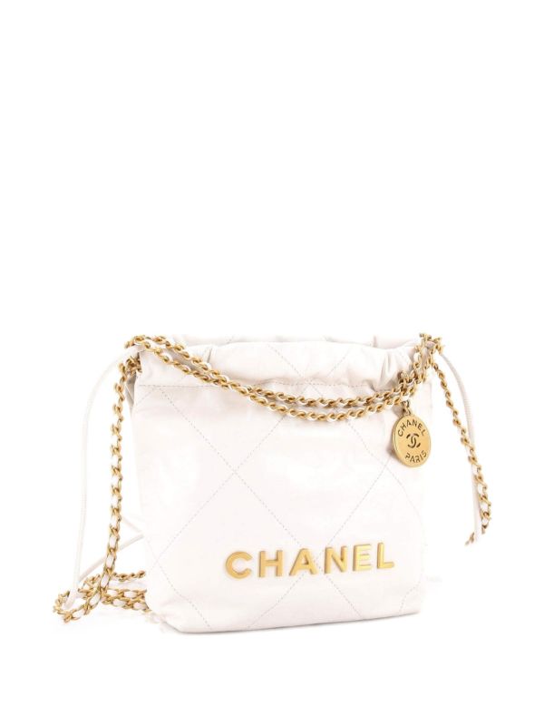 Chanell pre owned Chain Hobo Quilted Calfskin Mini crossbody bag with premium quality box