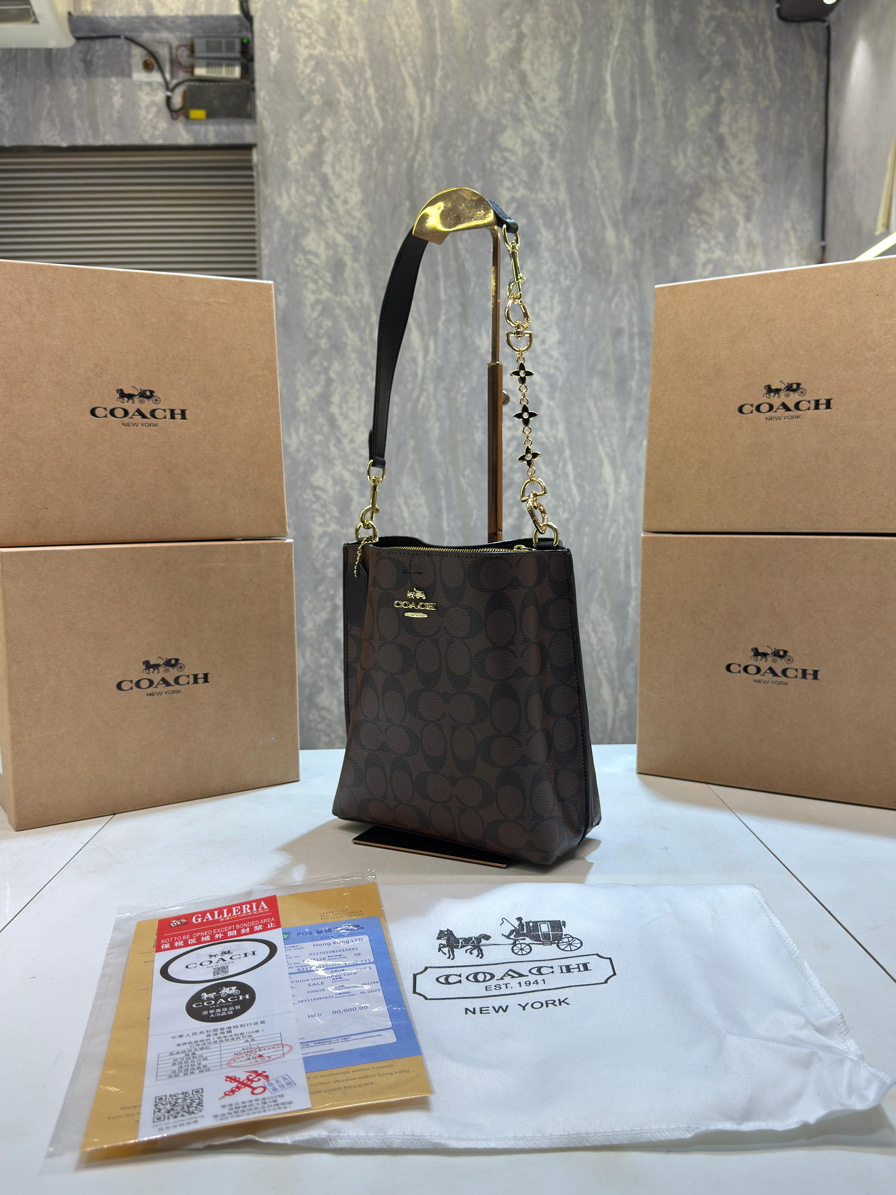 Coach mollie signature bucket bag with extra long sling and carry bag