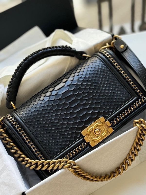 CHANELL LE BOY SIMMER HANDBAG WITH MAGNETIC BOX PREMIUM QUALITY