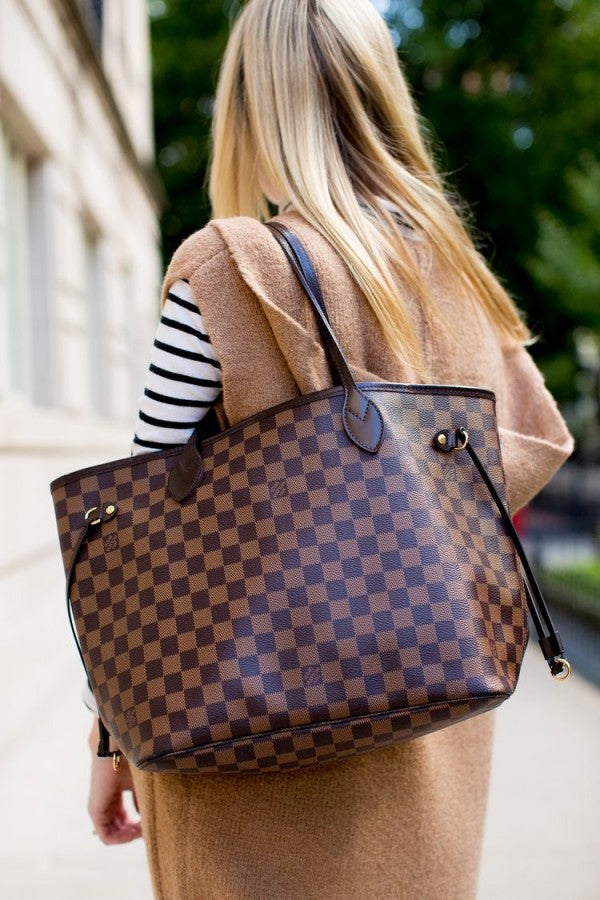 LOUIS VUTTION NEVERFULL chex PATTERN PREMIUM QUALITY WITH OG BOX