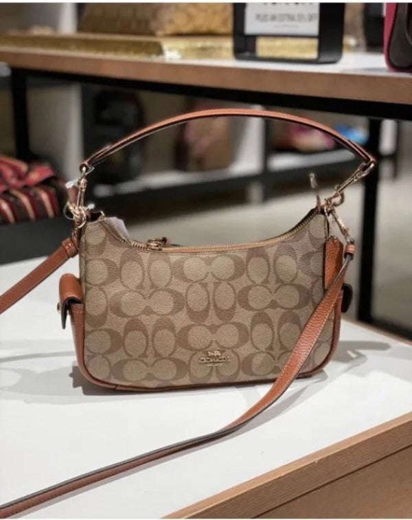 Coachh pennie shoulder bag signature canvas with box