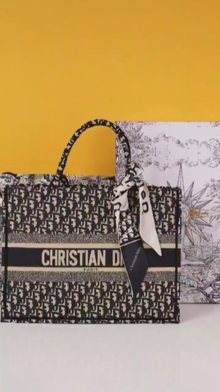 Christian Dior book tote bag premium quality with scarf&og box