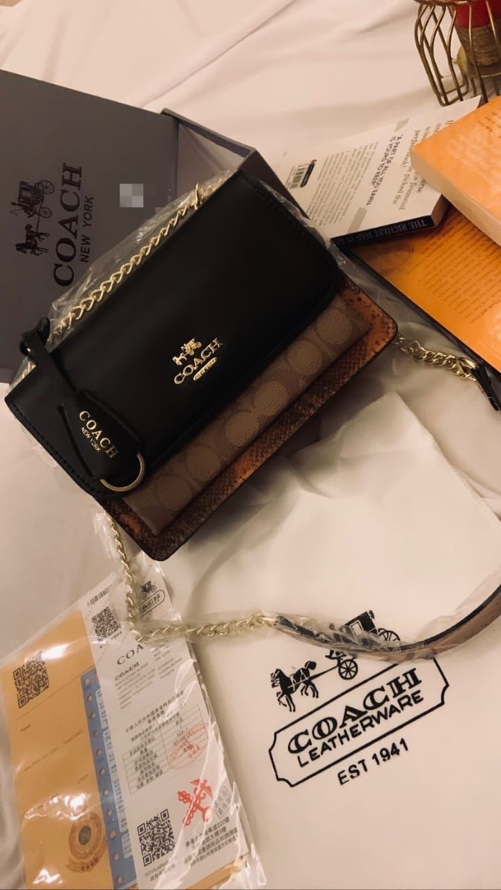 Coach klare crossbody in blocked signature canvas with dubblebox packing