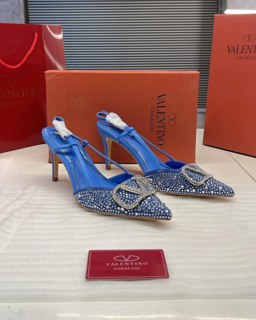 VALANTINO VLOGI SIGNATURE PUMPS LEATHER SANDALS WITH BRAND BOX