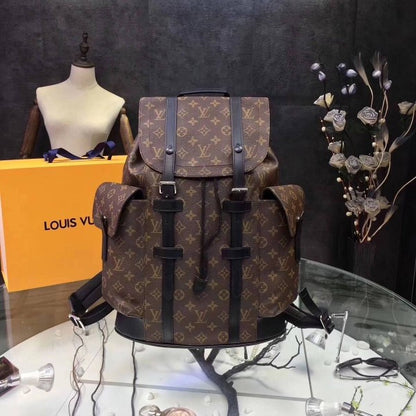 LouisVuitton new canvas flap shoulder strap adjustable backpack with dust cover