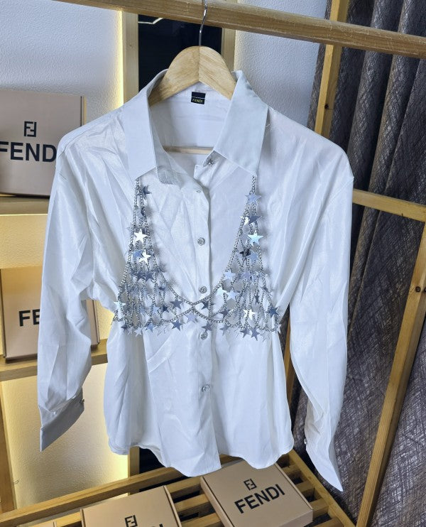 Fendi Women Office Silver Shirt