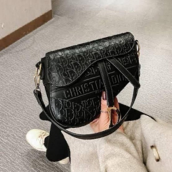 CHRISTIAN DIOR BLACK EMBROIDERY SADDLE BAG WITH OG BOX