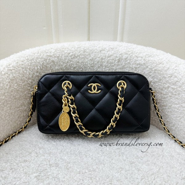 Chanell Retro Shopping Zipped Phone Holder bag with box and premium quality