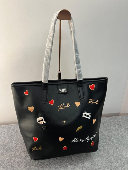 Karll Lagerfeld Embossed Logo Tote Para Mujer Original With Dust Bag