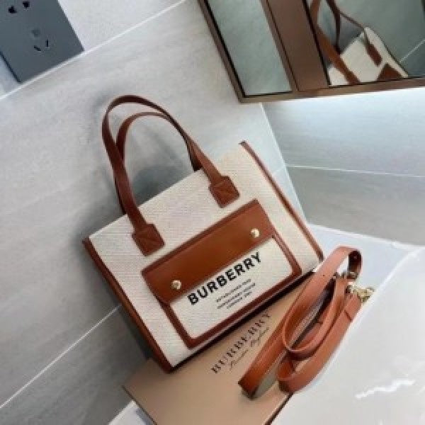 Burberry Brown/Beige Canvas Mini Freya Tote