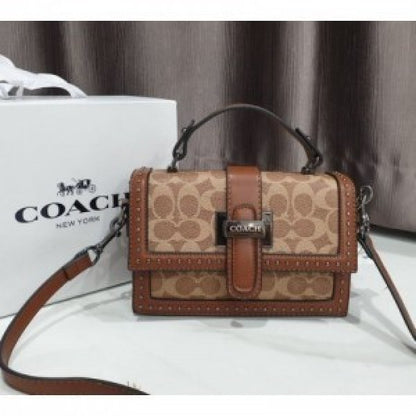 Coach studded flap sling bag with box