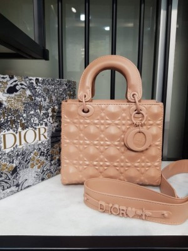 Dior women big size lady bag dblack cannage calfskin with diamond motif bag with box