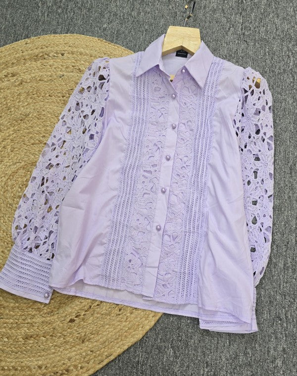 Ax Net Sleves Shirts Purple