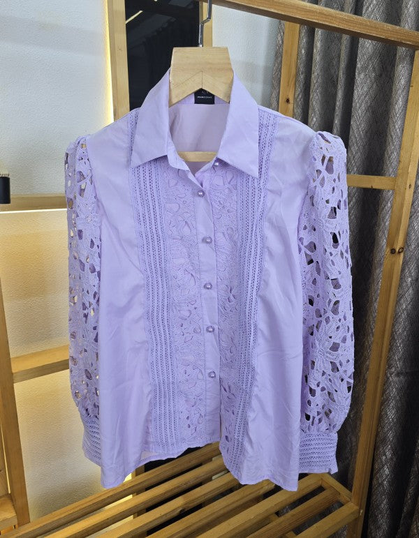 Ax Net Sleves Shirts Purple