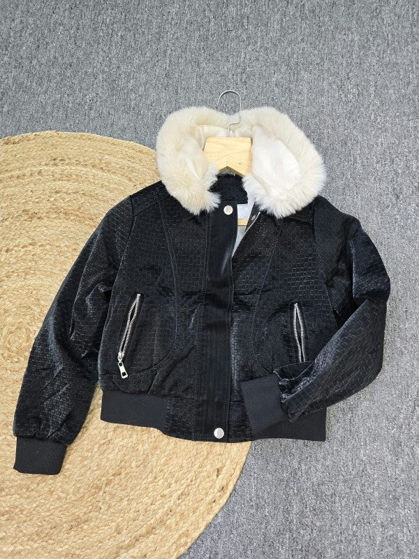 WOMEN FUR JACKET BLACK