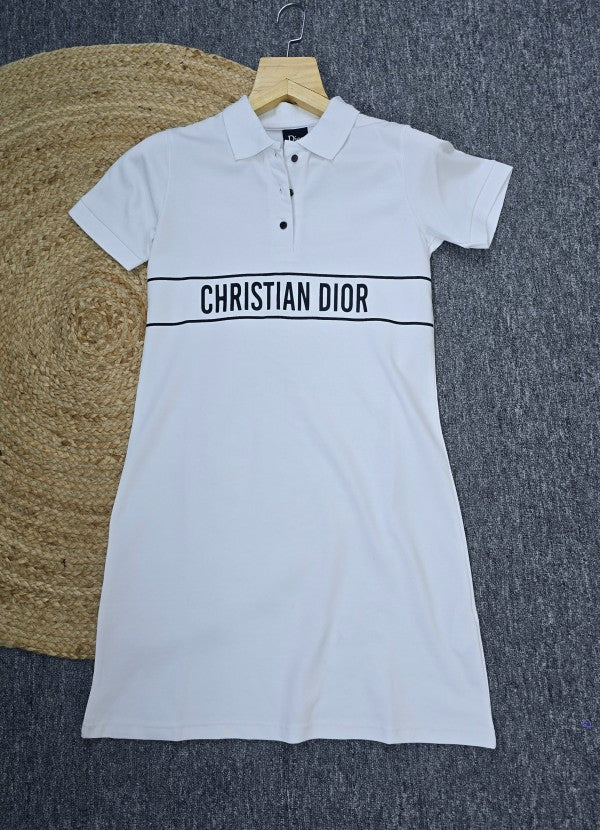 DIOR Collar Long Dress White