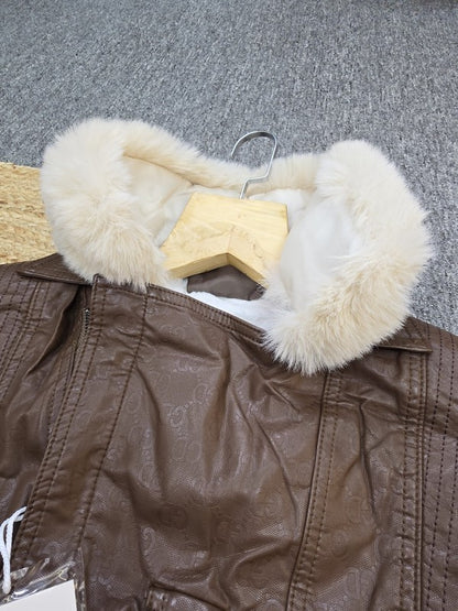 WOMEN FUR JACKET BROWN