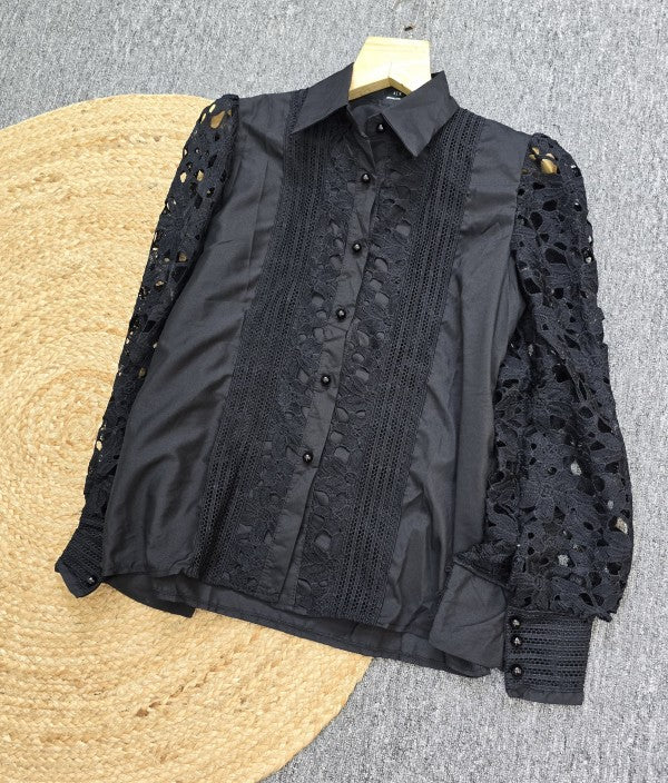 AX NET SLEVES SHIRTS BLACK