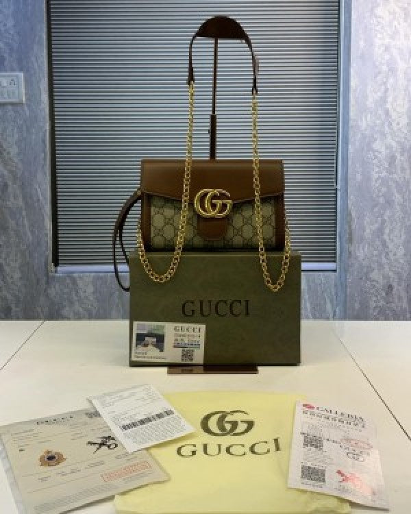 GUCCI HAND HANDLED LEATHER AMERICA BAG WITHBOX