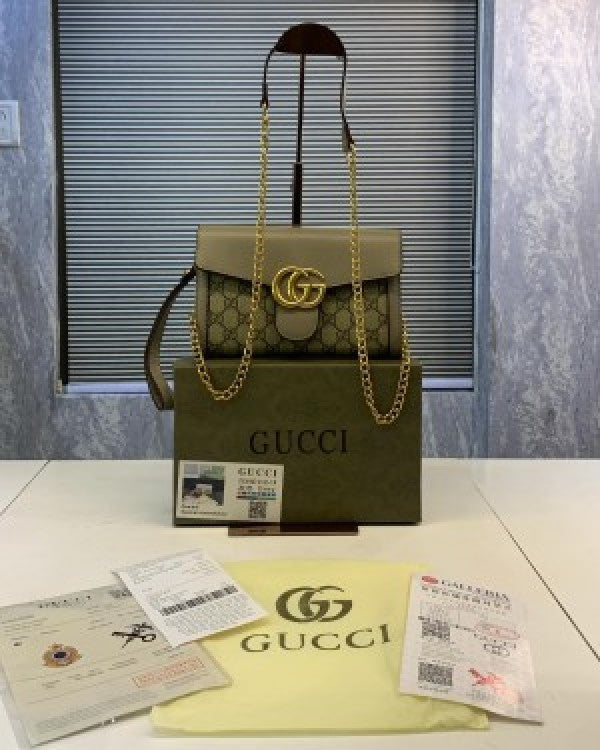 GUCCI HAND HANDLED LEATHER AMERICA BAG WITHBOX