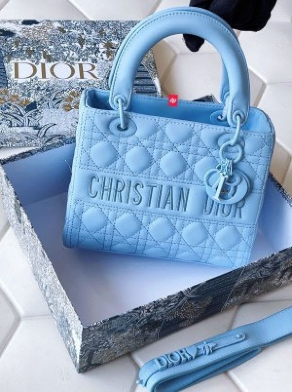 Christian Dior D-Lite Cannage Ultra Matte Handbag With Box DustBag SlingBelt