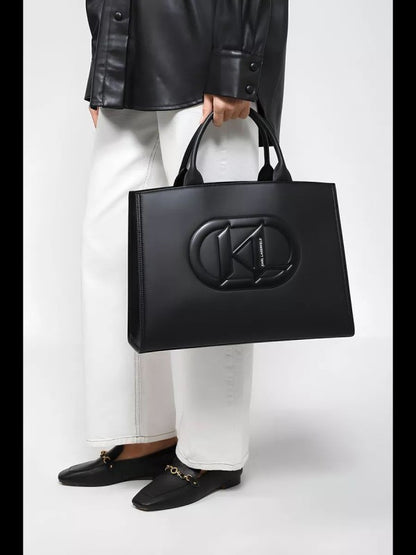KARL LAGERFELD LEATHER STRUCTURED HANDHELDBAG
