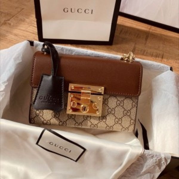 Gucci padlock shoulder bag with og box