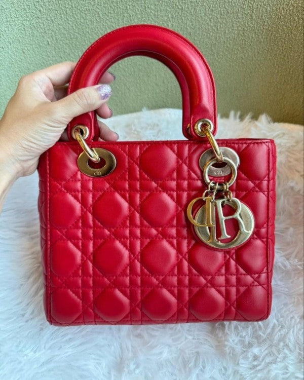 Christian DIOR LADY BAG WITH BRAND BOX RED