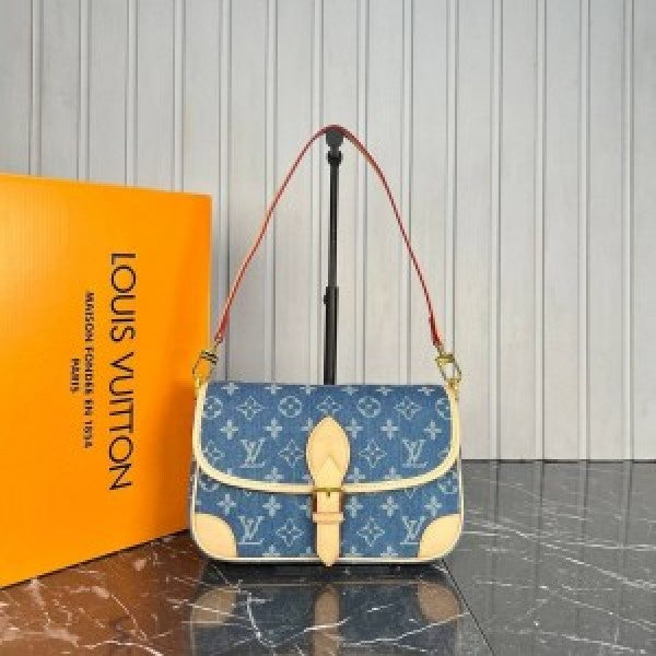 Louis Vuitton Lv Diane Monogram Empreinte Leather With OG Box &amp; Dust Bag (Denim)