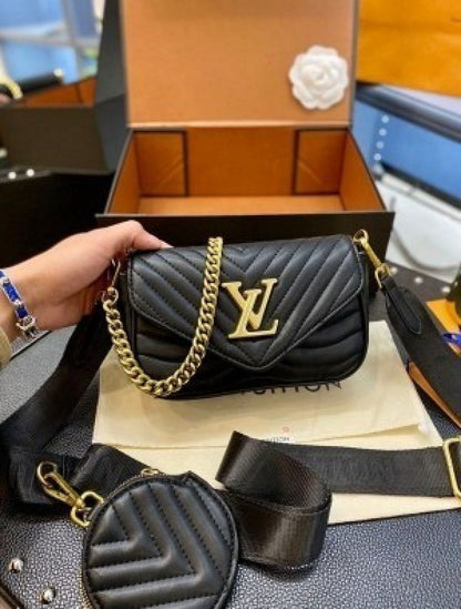 Louis Vuttion LV Multi Pochette Wave With Box &amp; Dust Bag Pouch Sling Belt Sling Chain