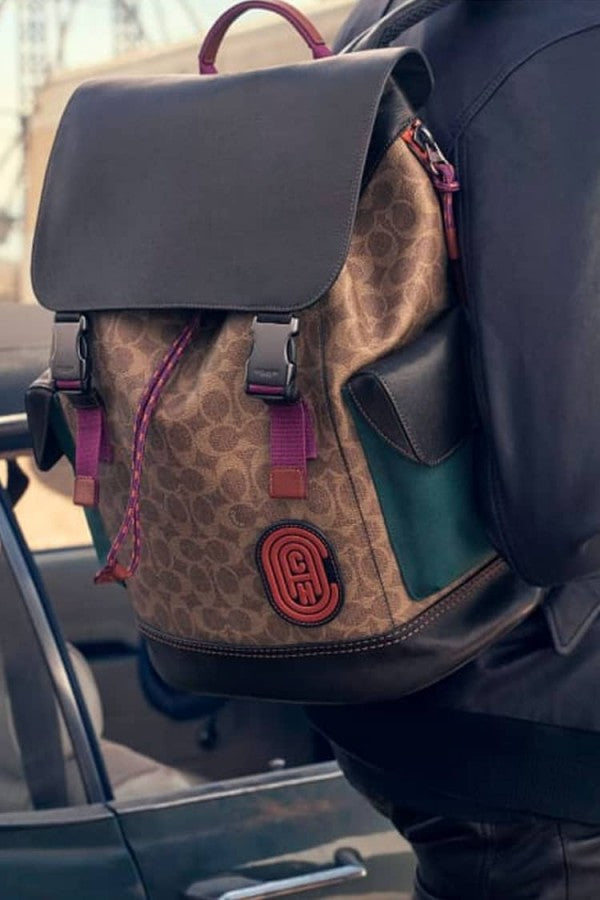 Coach Hudson Backpack In Blocked Signature Canvas