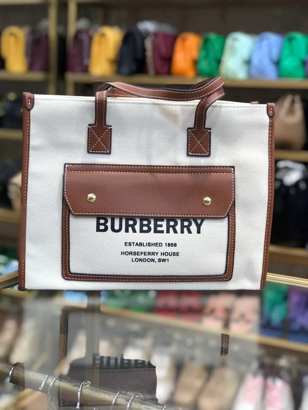 Burberry Brown/Beige Canvas Mini Freya Tote