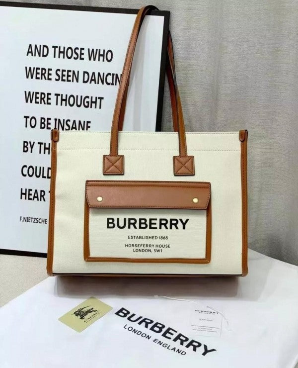 Burberry Brown/Beige Canvas Mini Freya Tote