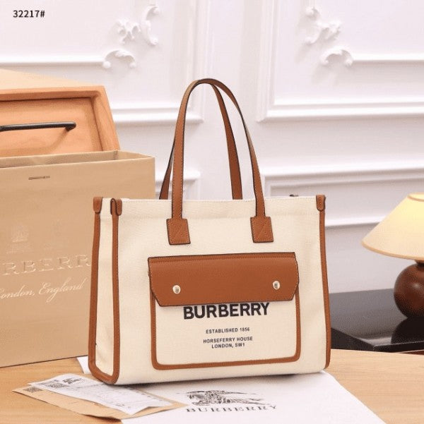 Burberry Brown/Beige Canvas Mini Freya Tote