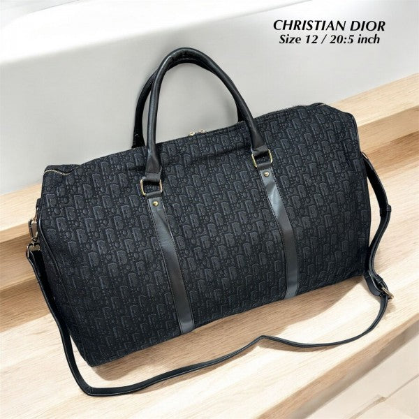 CHRISTIAN DIOR EMBOSS D MONOGRAM PREMIUM BLACK DUFFLE BAG CLASSIC UNISEX