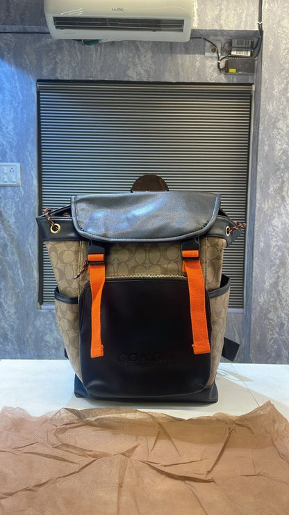 Coach Hudson Backpack In Blocked Signature Canvas