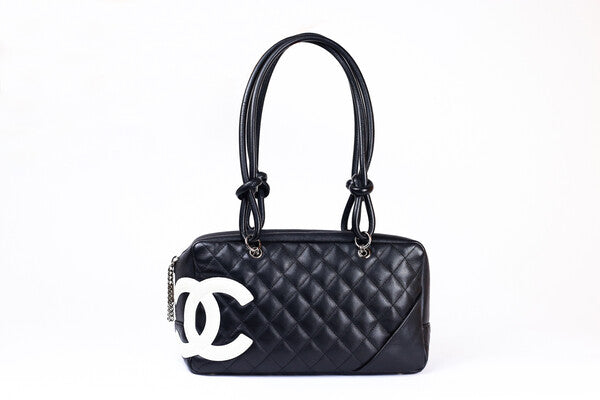 Chanel Cambon Line Black Quilted Leather Shoulder Bag with box