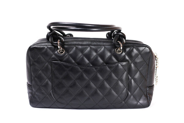 Chanel Cambon Line Black Quilted Leather Shoulder Bag with box