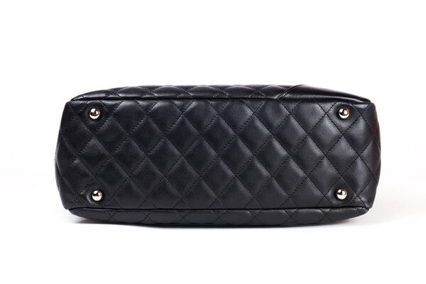 Chanel Cambon Line Black Quilted Leather Shoulder Bag with box